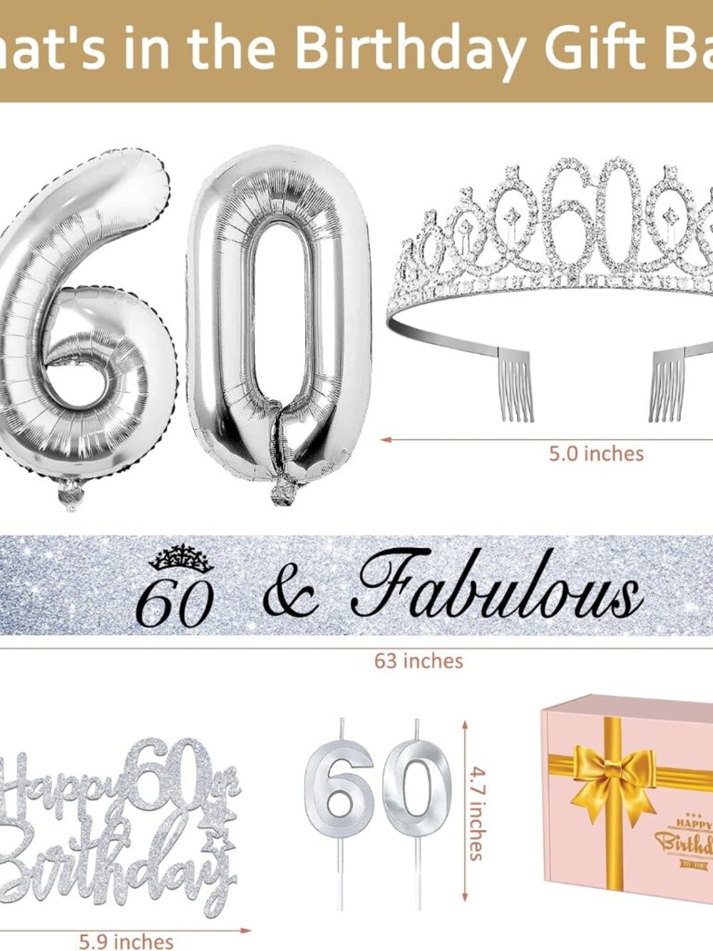 NEW 60th Birthday Celebration Set- Silver Theme